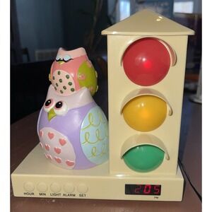 Traffic Light "It's About Time" Owl Stoplight Sleep Wake Kids Alarm Clock WORKS!